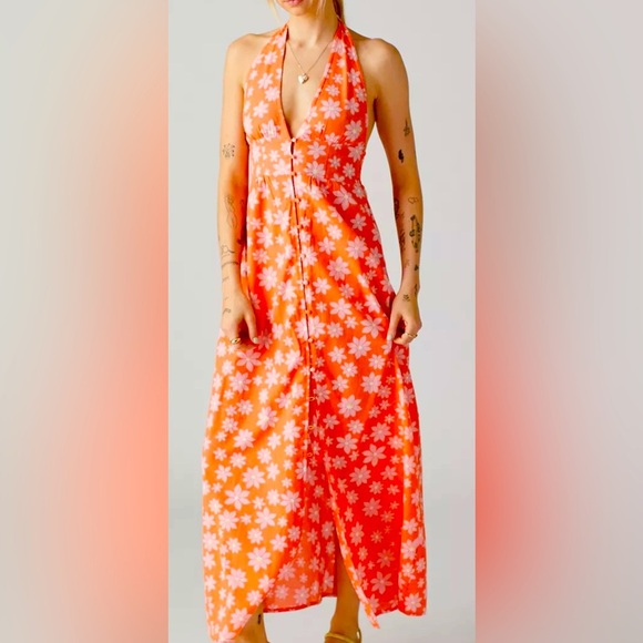 Billabong Hung Up Linen Floral Maxi Dress size Small - Picture 2 of 11